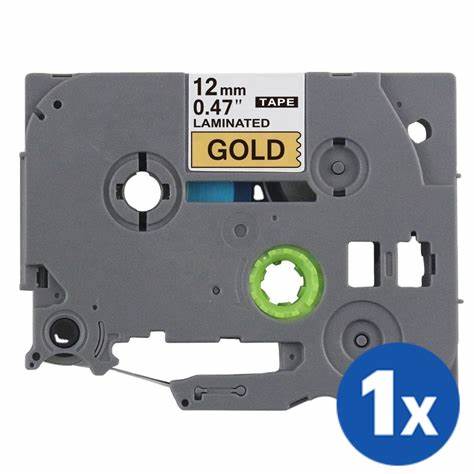 Brother Tze 831 12mm black text on gold P-Touch laminated tape - 8 metres Brother Tze 831 12mm black text on gold P-Touch laminated tape - 8 metres